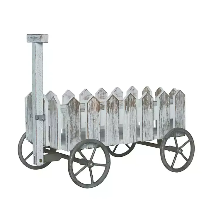 Gray Wood Fence Wagon Statue