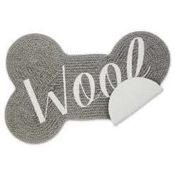 Gray Woof Bone Pet Bowl Mat