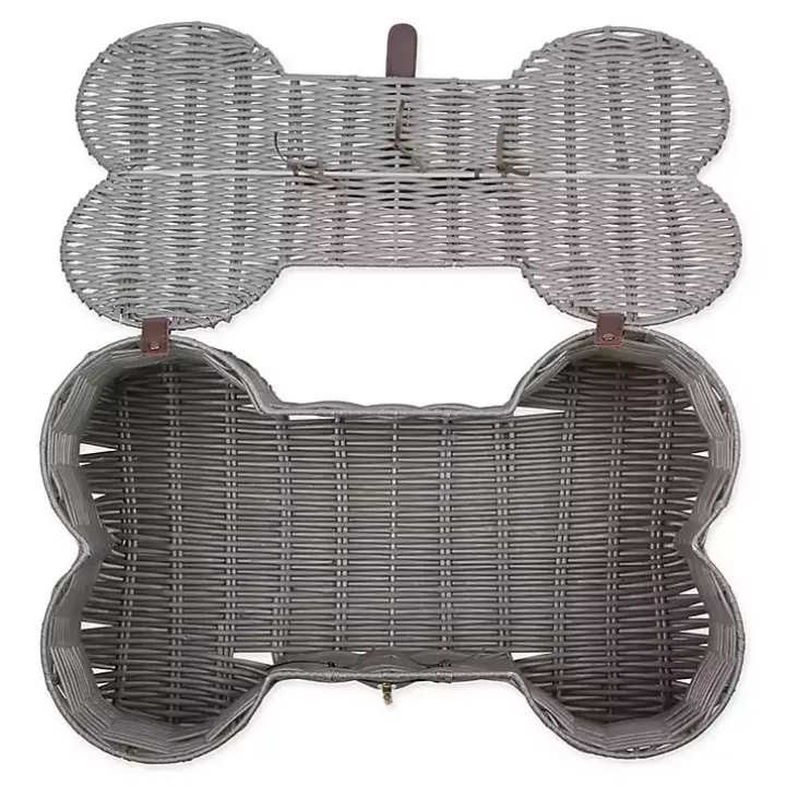 Gray Woven Bone Shaped Basket, 24 in.