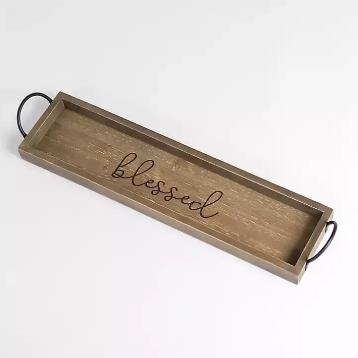 Graywash Wood Blessed Tray