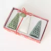 Green & White Pine Tree Candle Set