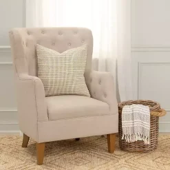 Green and Natural Sea Striped Pillow