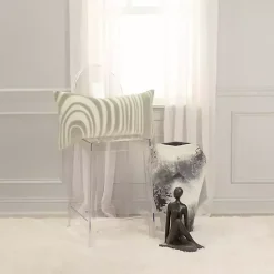 Green and Natural Wave Lumbar Pillow