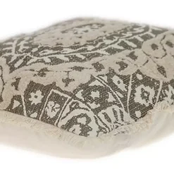 Green and Tan Medallion Fringe Pillow