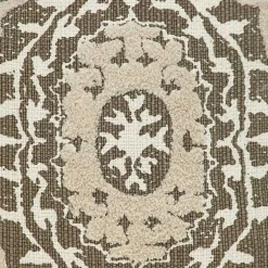 Green and Tan Medallion Fringe Pillow