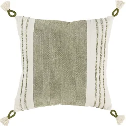 Green and White Block Loop Throw Pillow
