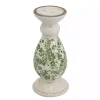 Green and White Floral Candle Holder, 12.5 in.