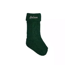 Green Believe Cable Knit Stocking