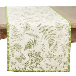 Green Botanical Whipstitch Table Runner