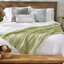 Green Braided Fringe Throw