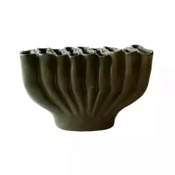 Green Ceramic Wavy Folds Vase