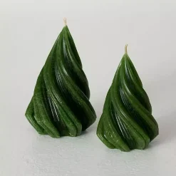 Green Christmas Tree Kitira Candles, Set of 2