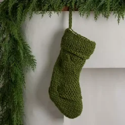 Green Chunky Knit Christmas Stocking