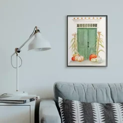 Green Doors and Pumpkins Framed Giclee Art Print