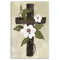 Green Easter Cross Canvas Art Print