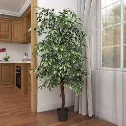 Green Ficus Potted Tree, 73 in.