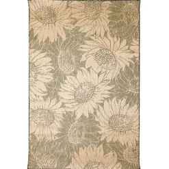 Green Floral Blooms Outdoor Area Rug, 4x7