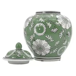 Green Floral Chinoiserie Jar