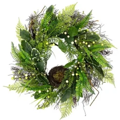 Green Foliage Bird Nest Wreath