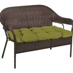 Green French Edge Outdoor Wicker Settee Cushion
