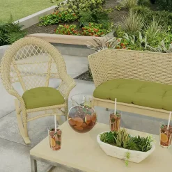 Green French Edge 2-pc. Outdoor Wicker Cushion Set