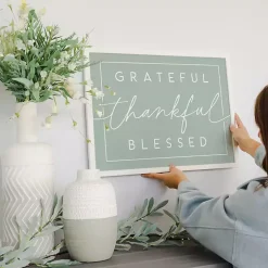 Green Grateful Thankful Framed Wall Plaque