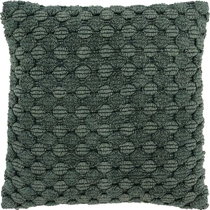 Green Looped Cotton Throw Pillow