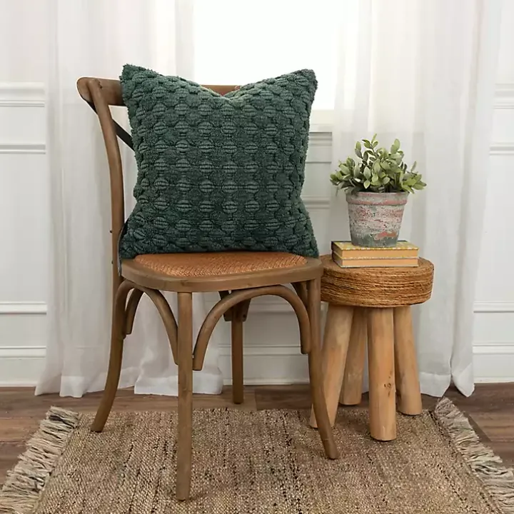 Green Looped Cotton Throw Pillow