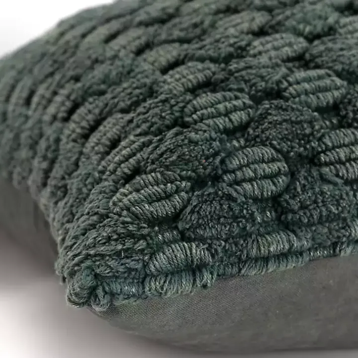Green Looped Cotton Throw Pillow