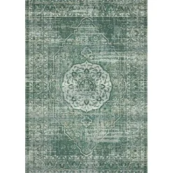 Green Mist Tribal Medallion Outdoor Rug, 6x9