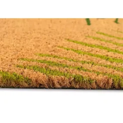 Green Palm Fronds Welcome Coir Doormat