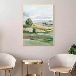 Green Pastures I Framed Canvas Art Print