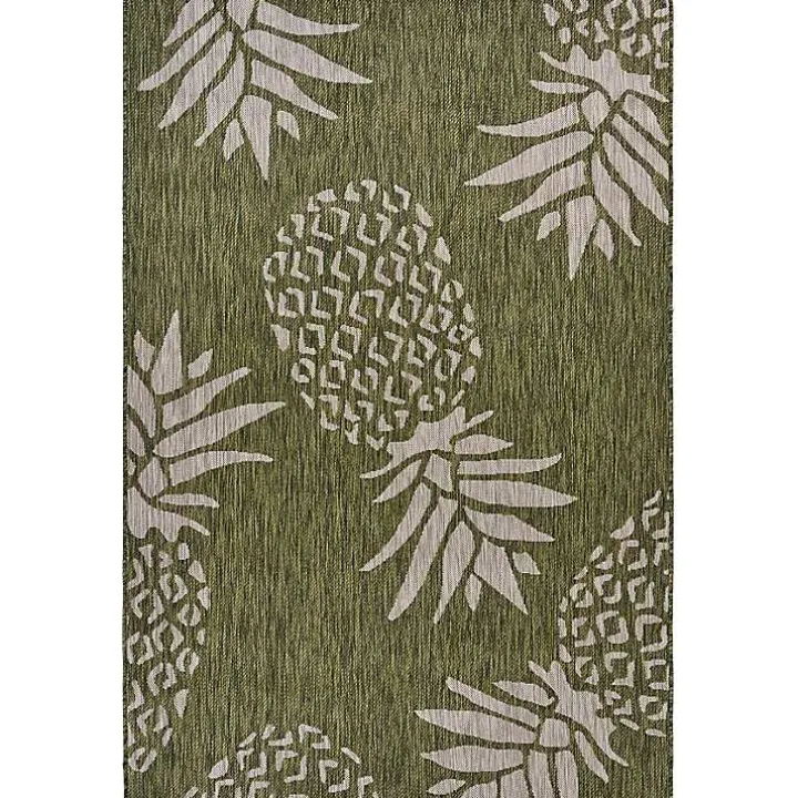 Green Pineapple Outdoor Area Rug, 7x9