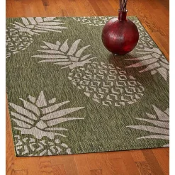 Green Pineapple Outdoor Area Rug, 7x9