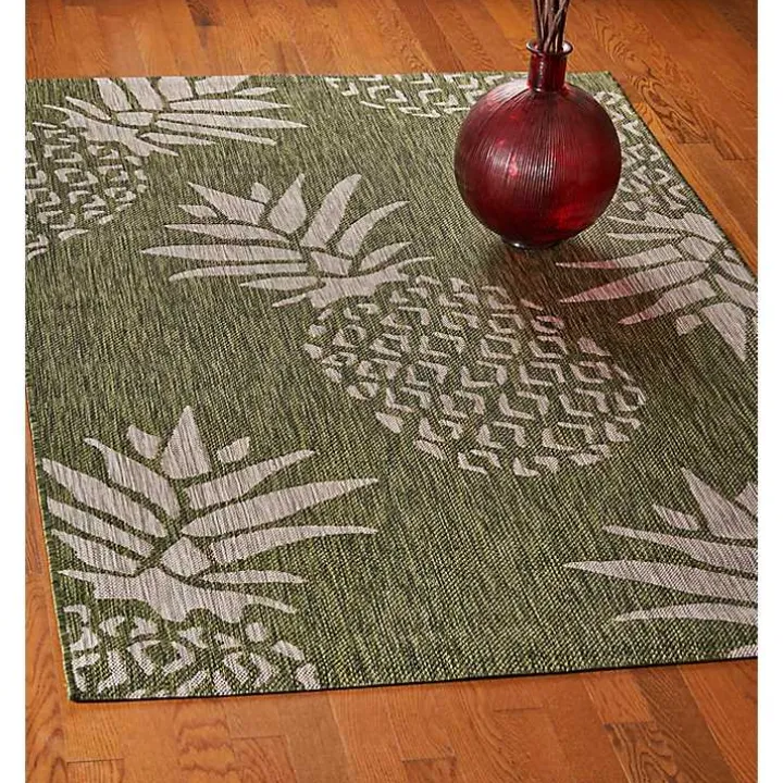 Green Pineapple Outdoor Area Rug, 7x9