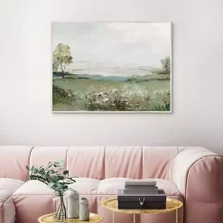 Green Prairie Field Framed Canvas Art Print