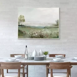 Green Prairie Field Framed Canvas Art Print