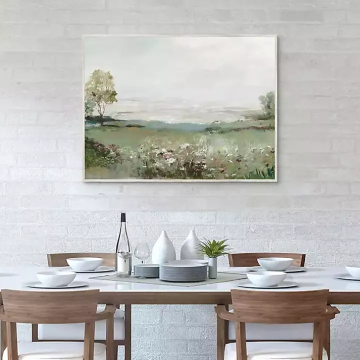 Green Prairie Field Framed Canvas Art Print