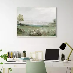 Green Prairie Field Framed Canvas Art Print