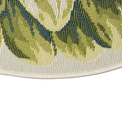 Green Round Floral Bloom Indoor/Outdoor Rug, 3x3