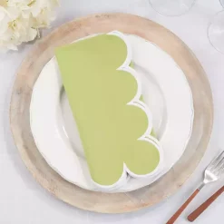 Green Scalloped Edge Napkins, Set of 4