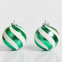 Green Swirl 6 in. Tree Ornaments, Set of 2