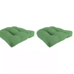 Green Tufted Outdoor Chair Cushions, Set of 2