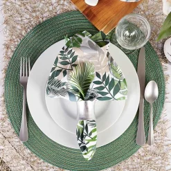 Green Variegated Round Placemats, Set of 6