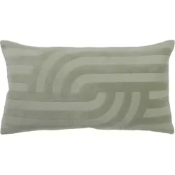 Green Velvet Abstract Stripe Lumbar Pillow