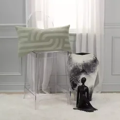 Green Velvet Abstract Stripe Lumbar Pillow