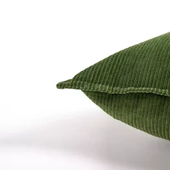 Green Velvet Corduroy Flange Throw Pillow