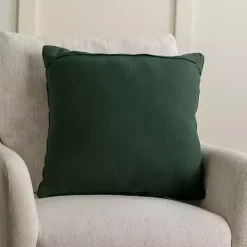 Green Velvet Quilted Pillow, 22 in.