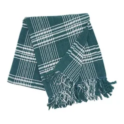 Green White Plaid Christmas Throw Blanket