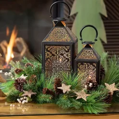 Green Wood Christmas Tree Statues, Set of 3